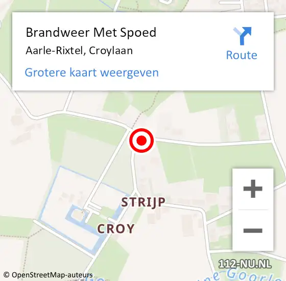 Locatie op kaart van de 112 melding: Brandweer Met Spoed Naar Aarle-Rixtel, Croylaan op 19 juni 2022 03:51