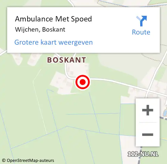 Locatie op kaart van de 112 melding: Ambulance Met Spoed Naar Wijchen, Boskant op 19 juni 2022 03:57