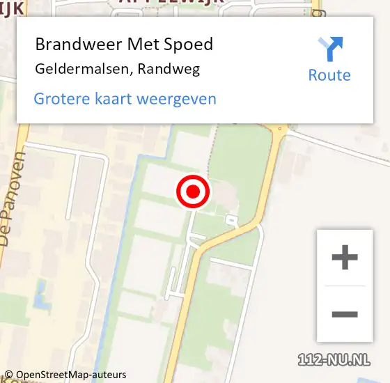 Locatie op kaart van de 112 melding: Brandweer Met Spoed Naar Geldermalsen, Randweg op 19 juni 2022 04:01