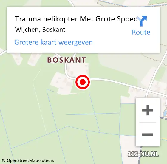 Locatie op kaart van de 112 melding: Trauma helikopter Met Grote Spoed Naar Wijchen, Boskant op 19 juni 2022 04:02