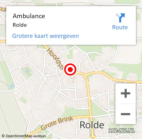 Locatie op kaart van de 112 melding: Ambulance Rolde op 20 juli 2014 17:08