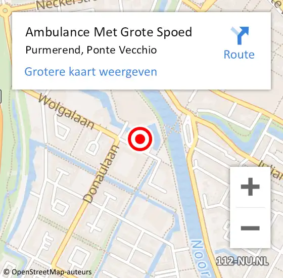 Locatie op kaart van de 112 melding: Ambulance Met Grote Spoed Naar Purmerend, Ponte Vecchio op 19 juni 2022 04:27