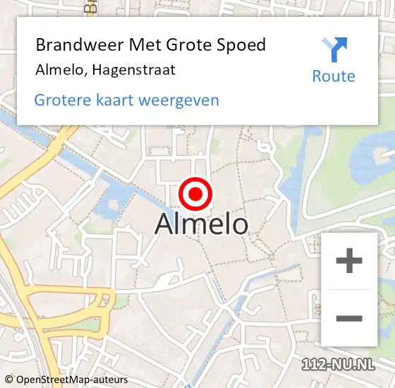 Locatie op kaart van de 112 melding: Brandweer Met Grote Spoed Naar Almelo, Hagenstraat op 19 juni 2022 05:04