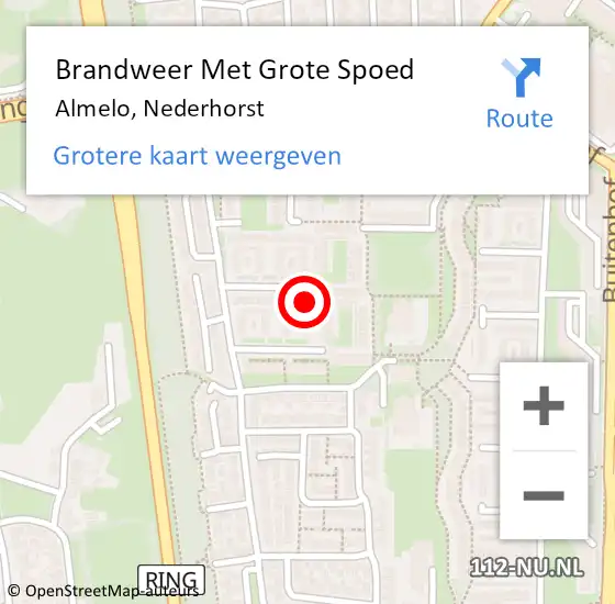 Locatie op kaart van de 112 melding: Brandweer Met Grote Spoed Naar Almelo, Nederhorst op 19 juni 2022 05:22