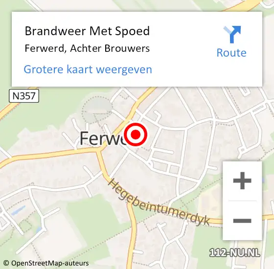 Locatie op kaart van de 112 melding: Brandweer Met Spoed Naar Ferwerd, Achter Brouwers op 19 juni 2022 05:32