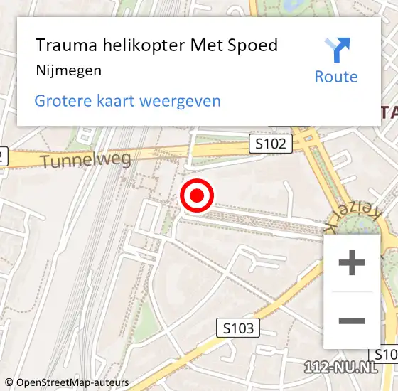 Locatie op kaart van de 112 melding: Trauma helikopter Met Spoed Naar Nijmegen op 19 juni 2022 05:46