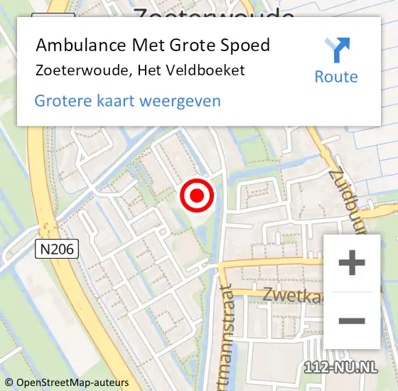 Locatie op kaart van de 112 melding: Ambulance Met Grote Spoed Naar Zoeterwoude, Het Veldboeket op 19 juni 2022 05:48