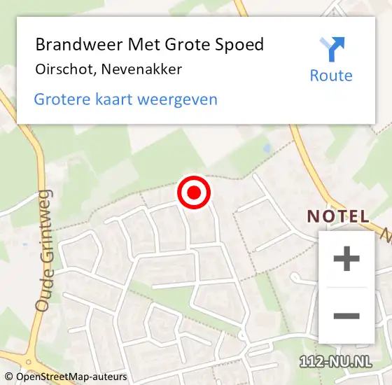 Locatie op kaart van de 112 melding: Brandweer Met Grote Spoed Naar Oirschot, Nevenakker op 19 juni 2022 06:11