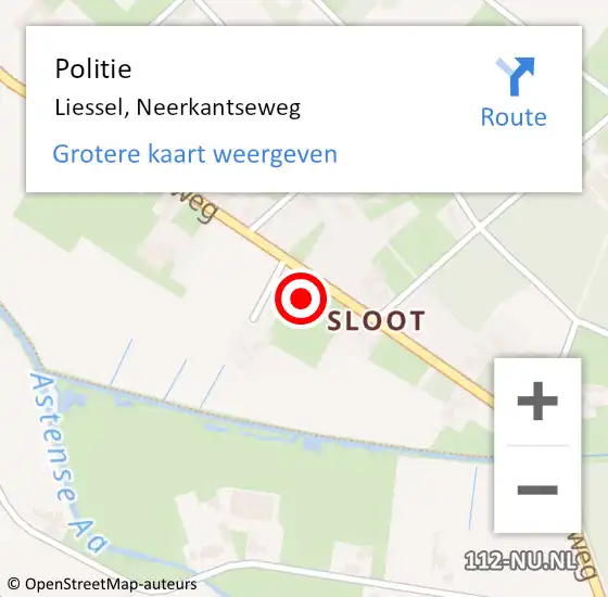 Locatie op kaart van de 112 melding: Politie Liessel, Neerkantseweg op 19 juni 2022 06:56