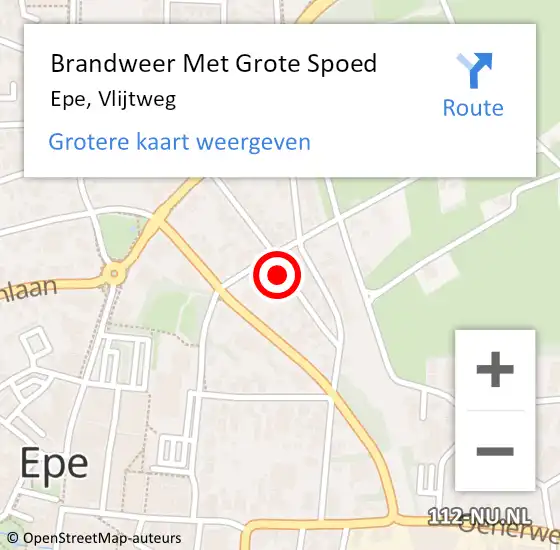 Locatie op kaart van de 112 melding: Brandweer Met Grote Spoed Naar Epe, Vlijtweg op 19 juni 2022 07:03