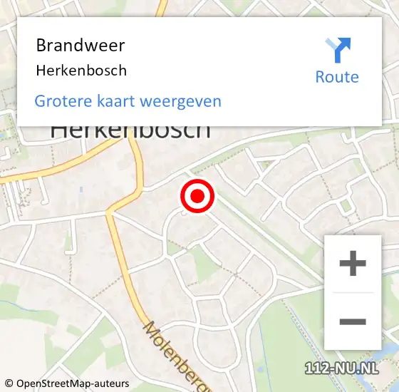 Locatie op kaart van de 112 melding: Brandweer Herkenbosch op 19 juni 2022 09:10