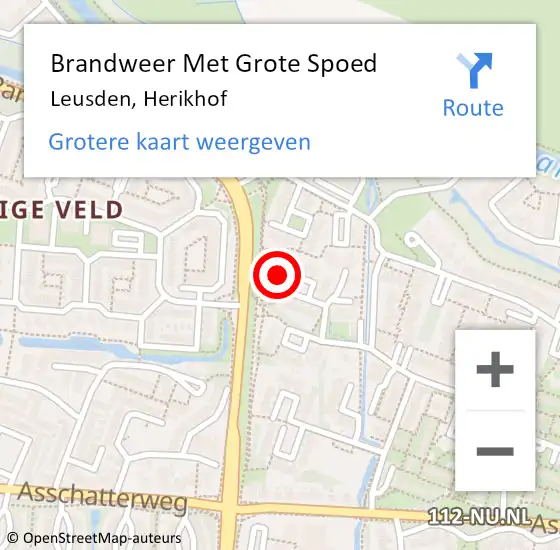 Locatie op kaart van de 112 melding: Brandweer Met Grote Spoed Naar Leusden, Herikhof op 19 juni 2022 09:24