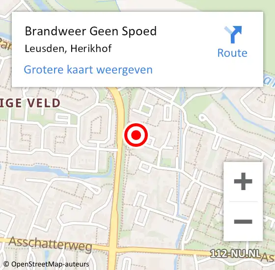 Locatie op kaart van de 112 melding: Brandweer Geen Spoed Naar Leusden, Herikhof op 19 juni 2022 09:26