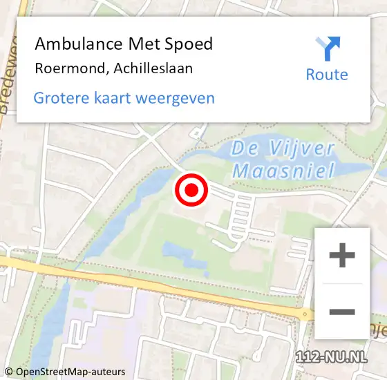 Locatie op kaart van de 112 melding: Ambulance Met Spoed Naar Roermond, Achilleslaan op 19 juni 2022 09:52