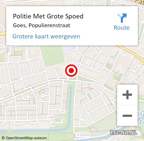 Locatie op kaart van de 112 melding: Politie Met Grote Spoed Naar Goes, Populierenstraat op 19 juni 2022 09:56