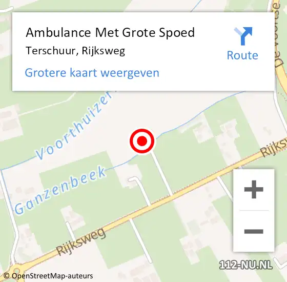 Locatie op kaart van de 112 melding: Ambulance Met Grote Spoed Naar Terschuur, Rijksweg op 19 juni 2022 09:58