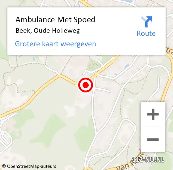 Locatie op kaart van de 112 melding: Ambulance Met Spoed Naar Beek, Oude Holleweg op 19 juni 2022 10:12
