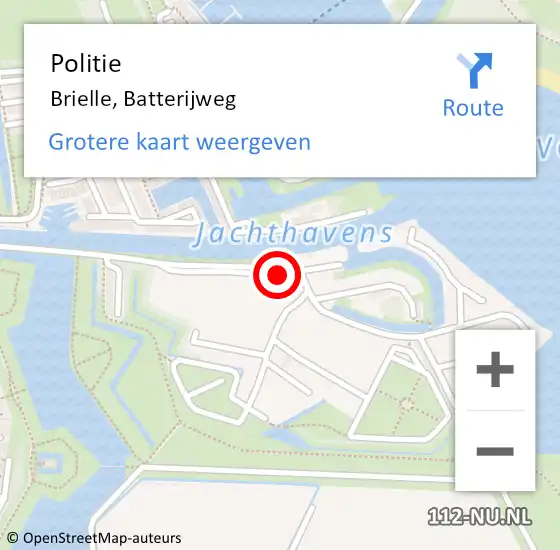 Locatie op kaart van de 112 melding: Politie Brielle, Batterijweg op 19 juni 2022 10:34