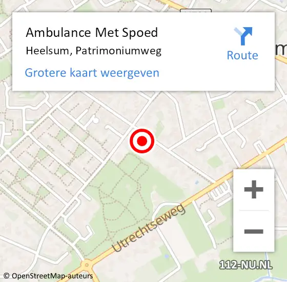 Locatie op kaart van de 112 melding: Ambulance Met Spoed Naar Heelsum, Patrimoniumweg op 19 juni 2022 10:43