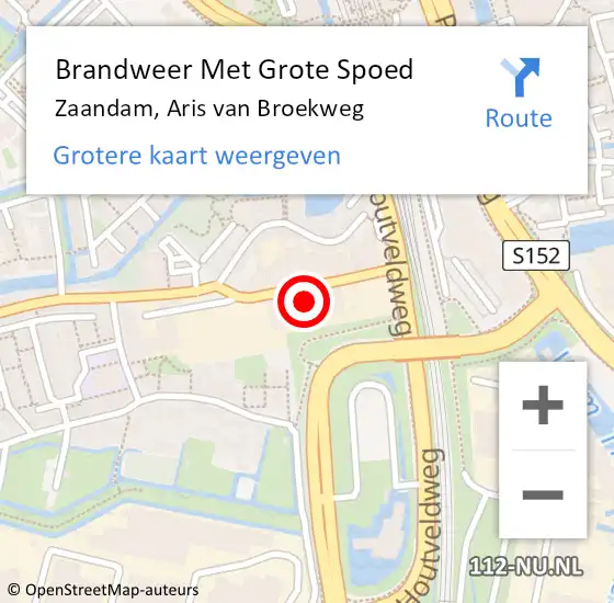 Locatie op kaart van de 112 melding: Brandweer Met Grote Spoed Naar Zaandam, Aris van Broekweg op 19 juni 2022 11:58