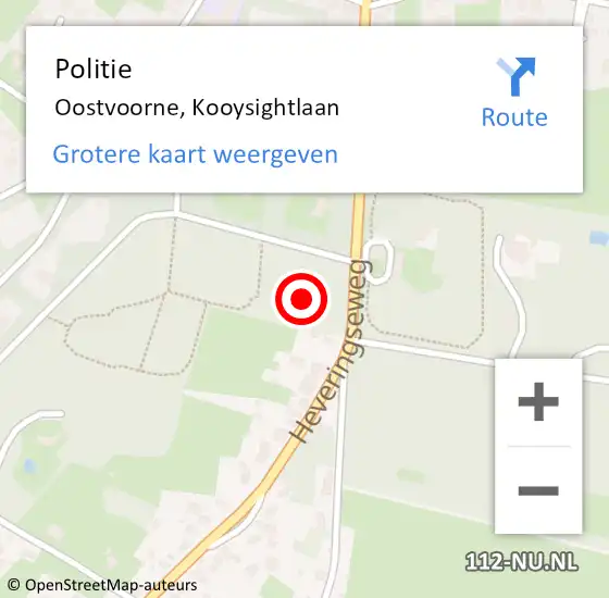 Locatie op kaart van de 112 melding: Politie Oostvoorne, Kooysightlaan op 19 juni 2022 12:09