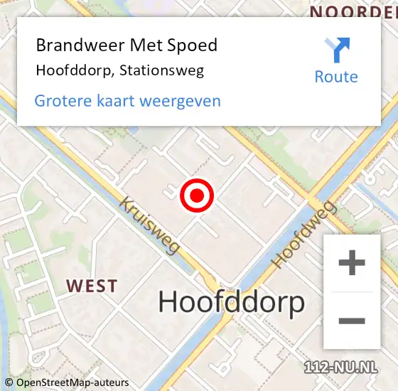 Locatie op kaart van de 112 melding: Brandweer Met Spoed Naar Hoofddorp, Stationsweg op 19 juni 2022 12:10