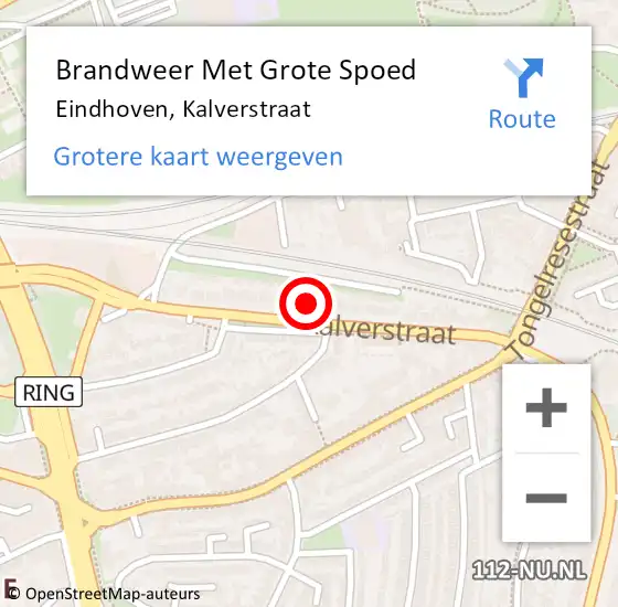 Locatie op kaart van de 112 melding: Brandweer Met Grote Spoed Naar Eindhoven, Kalverstraat op 19 juni 2022 12:43