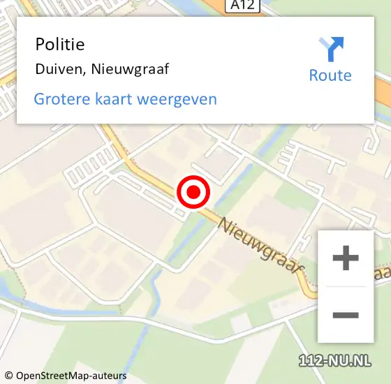 Locatie op kaart van de 112 melding: Politie Duiven, Nieuwgraaf op 19 juni 2022 12:45