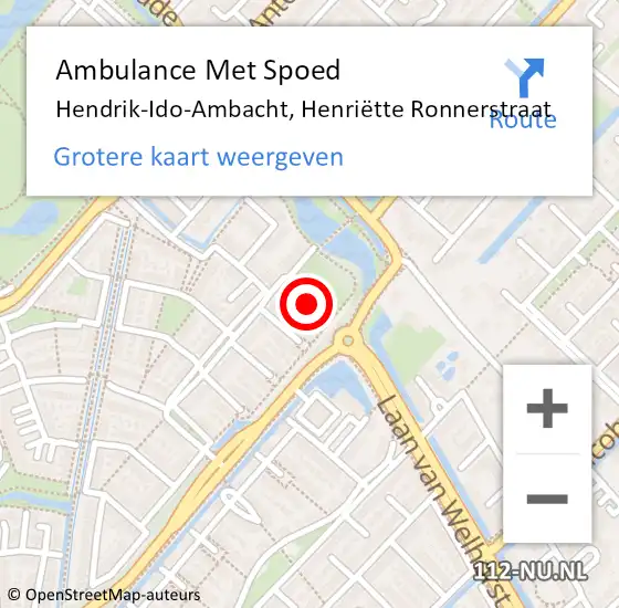 Locatie op kaart van de 112 melding: Ambulance Met Spoed Naar Hendrik-Ido-Ambacht, Henriëtte Ronnerstraat op 19 juni 2022 13:01