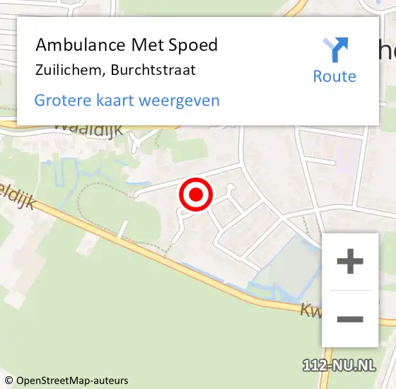 Locatie op kaart van de 112 melding: Ambulance Met Spoed Naar Zuilichem, Burchtstraat op 19 juni 2022 13:03
