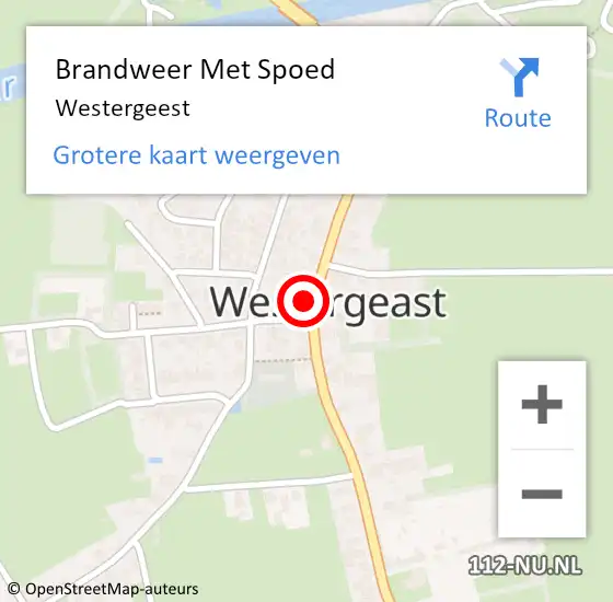 Locatie op kaart van de 112 melding: Brandweer Met Spoed Naar Westergeest op 19 juni 2022 13:24