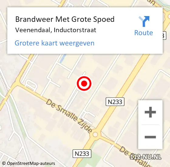 Locatie op kaart van de 112 melding: Brandweer Met Grote Spoed Naar Veenendaal, Inductorstraat op 19 juni 2022 13:38