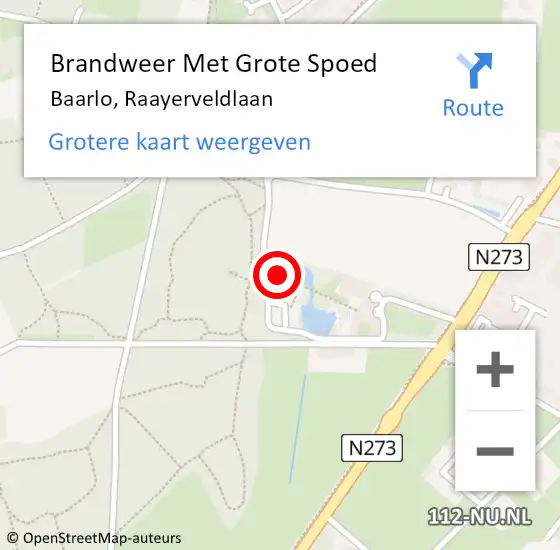 Locatie op kaart van de 112 melding: Brandweer Met Grote Spoed Naar Baarlo, Raayerveldlaan op 19 juni 2022 13:44