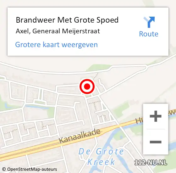 Locatie op kaart van de 112 melding: Brandweer Met Grote Spoed Naar Axel, Generaal Meijerstraat op 19 juni 2022 13:47