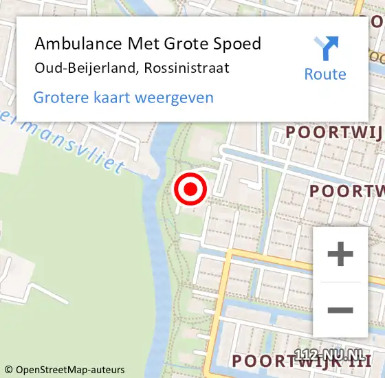 Locatie op kaart van de 112 melding: Ambulance Met Grote Spoed Naar Oud-Beijerland, Rossinistraat op 19 juni 2022 14:06