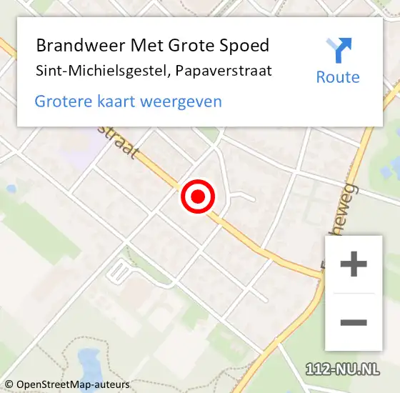 Locatie op kaart van de 112 melding: Brandweer Met Grote Spoed Naar Sint-Michielsgestel, Papaverstraat op 19 juni 2022 14:10