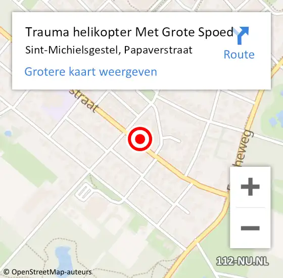 Locatie op kaart van de 112 melding: Trauma helikopter Met Grote Spoed Naar Sint-Michielsgestel, Papaverstraat op 19 juni 2022 14:18