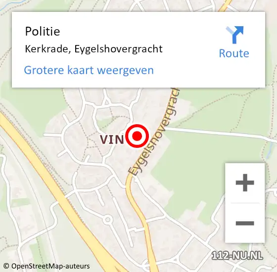 Locatie op kaart van de 112 melding: Politie Kerkrade, Eygelshovergracht op 19 juni 2022 14:33