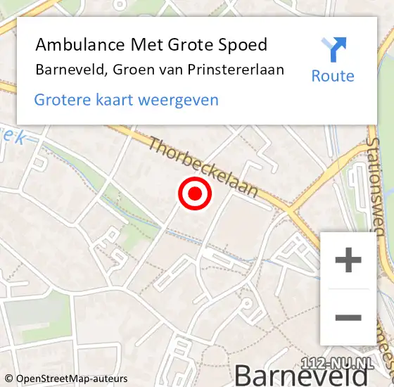 Locatie op kaart van de 112 melding: Ambulance Met Grote Spoed Naar Barneveld, Groen van Prinstererlaan op 19 juni 2022 14:36