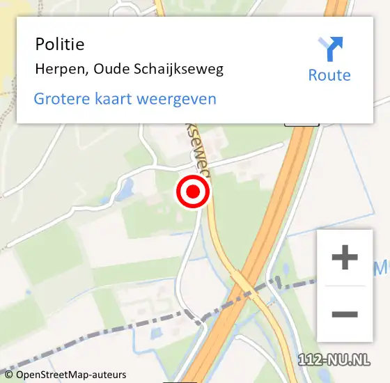 Locatie op kaart van de 112 melding: Politie Herpen, Oude Schaijkseweg op 19 juni 2022 14:37