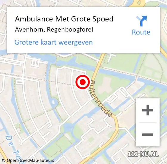 Locatie op kaart van de 112 melding: Ambulance Met Grote Spoed Naar Avenhorn, Regenboogforel op 19 juni 2022 14:39