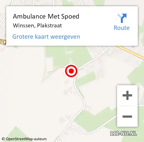 Locatie op kaart van de 112 melding: Ambulance Met Spoed Naar Winssen, Plakstraat op 19 juni 2022 14:49