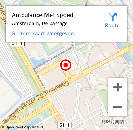 Locatie op kaart van de 112 melding: Ambulance Met Spoed Naar Amsterdam-Zuidoost, De passage op 19 juni 2022 14:54