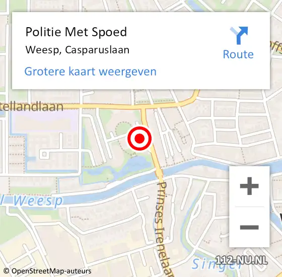 Locatie op kaart van de 112 melding: Politie Met Spoed Naar Weesp, Casparuslaan op 19 juni 2022 15:03