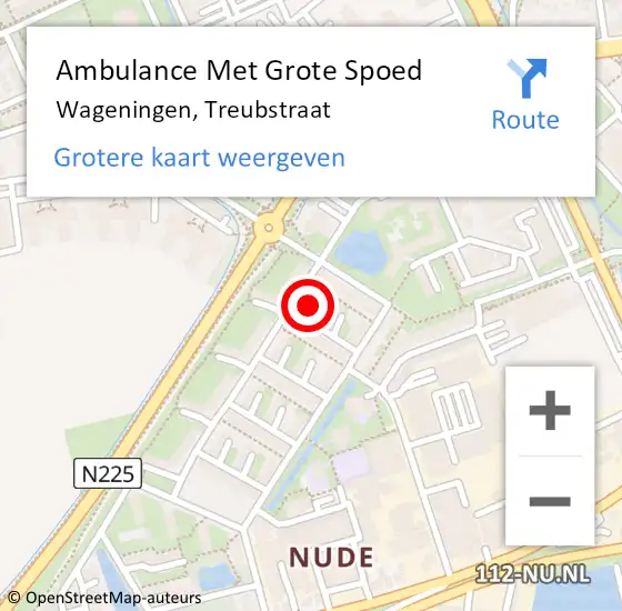 Locatie op kaart van de 112 melding: Ambulance Met Grote Spoed Naar Wageningen, Treubstraat op 19 juni 2022 15:12