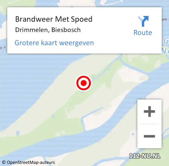 Locatie op kaart van de 112 melding: Brandweer Met Spoed Naar Drimmelen, Biesbosch op 19 juni 2022 15:12