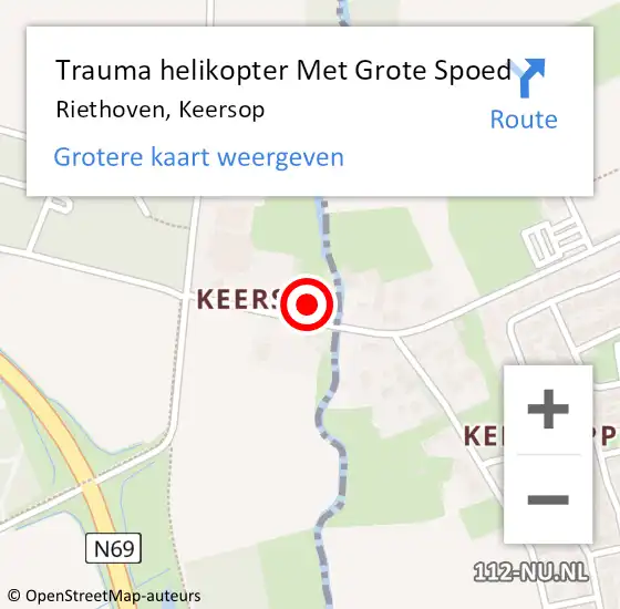 Locatie op kaart van de 112 melding: Trauma helikopter Met Grote Spoed Naar Riethoven, Keersop op 19 juni 2022 15:14