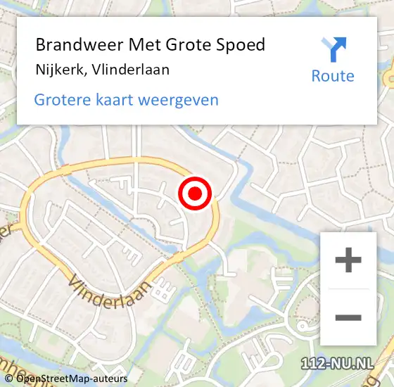 Locatie op kaart van de 112 melding: Brandweer Met Grote Spoed Naar Nijkerk, Vlinderlaan op 19 juni 2022 15:24