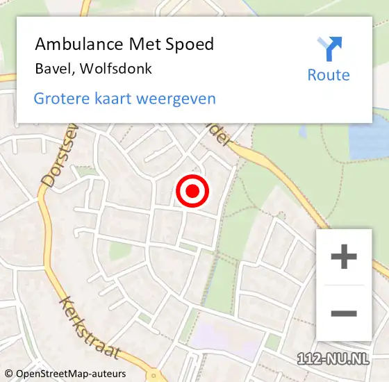 Locatie op kaart van de 112 melding: Ambulance Met Spoed Naar Bavel, Wolfsdonk op 20 juli 2014 18:05