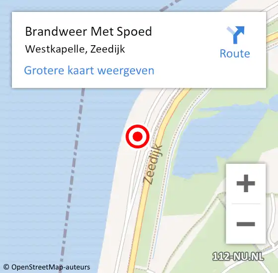 Locatie op kaart van de 112 melding: Brandweer Met Spoed Naar Westkapelle, Zeedijk op 19 juni 2022 15:28